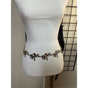 Vintage Chain Elephant Belt Silver Tone Adjustable up to 40”